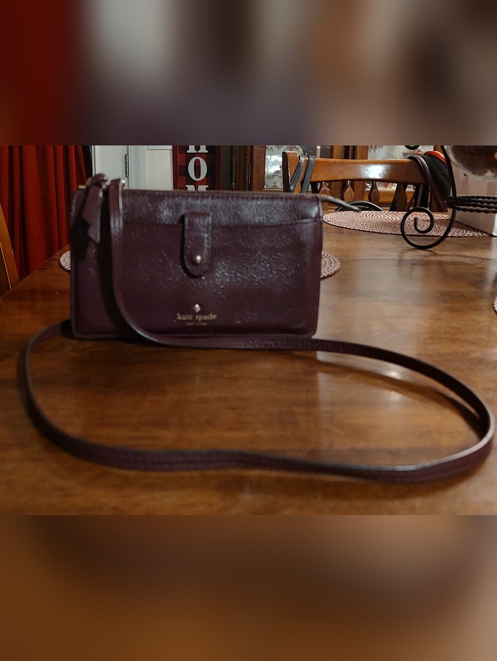 kate spade Pebbled Leather Crossbody in Burgundy - Picture 2 of 16